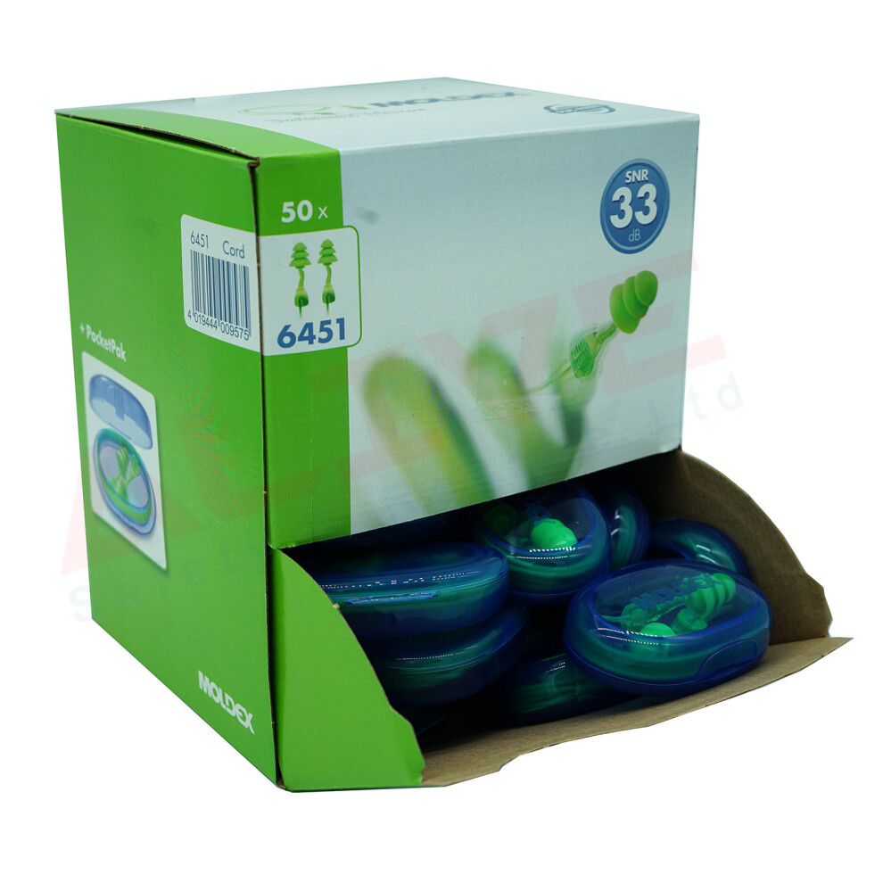 (Box of 50 Pair) MOLDEX 6451 Twisters Trio Cord Earplugs - SNR: 33 dB