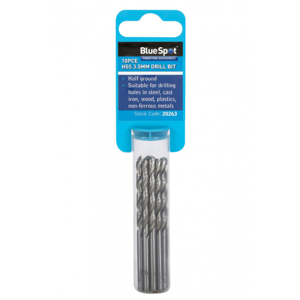 Metal Hss Metric Drill Bits Set 10Pc 3.5Mm For Steel & Wood Bluespot 20263 5028734202632