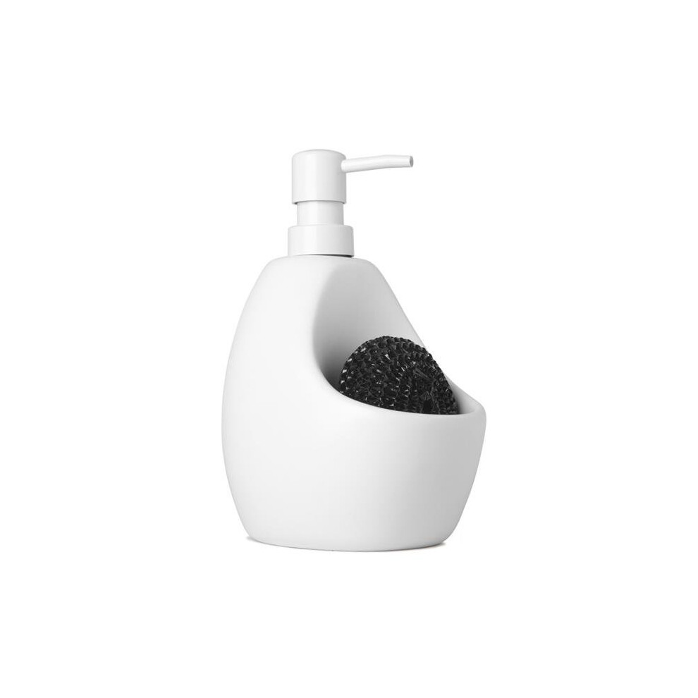 Umbra 330750-660 20 oz Joey Soap Dispenser & Caddy Design Pump Bottle Scrubby Holder - Matte Ceramic & White