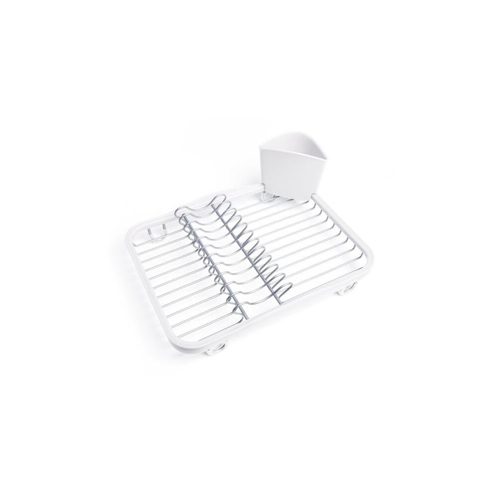 Photos - Drying Rack & Kitchen Organizer Umbra 330065-670 Sinkin Dish Drying Rack - White & Nickel 