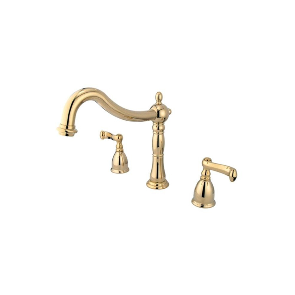 Kingston Brass Ks1342fl Heritage Roman Tub Filler & Metal Lever Handle Polished Brass 663370071973