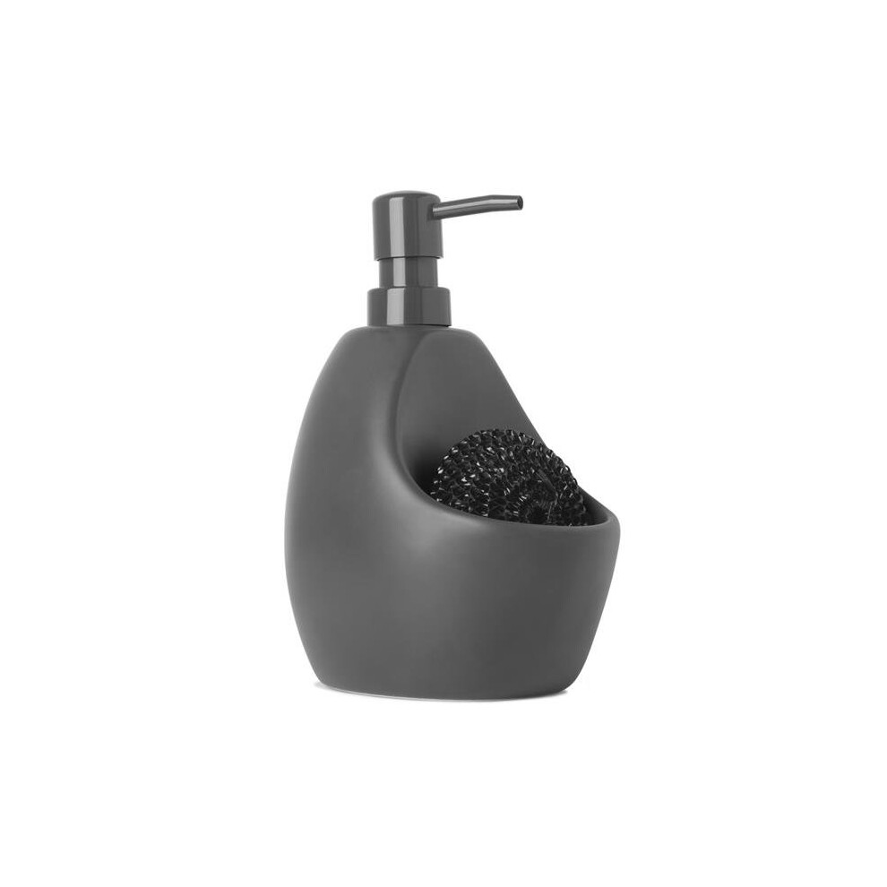 Umbra 330750-149 20 oz Joey Soap Dispenser & Caddy Scrubby Holder, Matte Ceramic & Charcoal