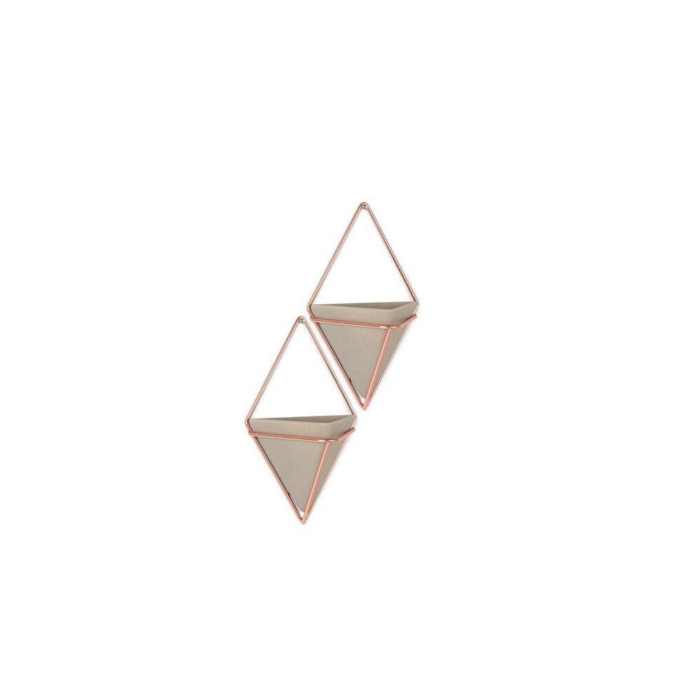 Umbra 470753-633 Trigg Hanging Planter Vase & Geometric Wall Decor Container, Small - Concrete Resin & Copper - Set of 2