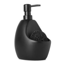 Umbra 330750-040 20 oz Joey Soap Dispenser & Caddy Design Pump Bottle Scrubby Holder - Matte Ceramic & Black