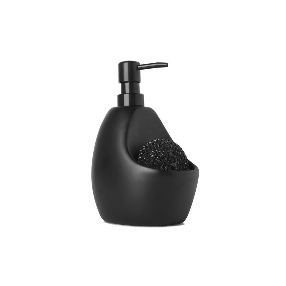 Umbra 330750-040 20 oz Joey Soap Dispenser & Caddy Design Pump Bottle Scrubby Holder - Matte Ceramic & Black