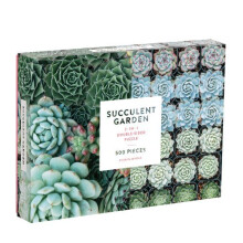 Galison Sukkulentengarten, 500-teiliges doppelseitiges Puzzle fr Erwachsene und Familien, lustiges Familienpuzzle mit Pflanzen und Sukkulenten-Thema
