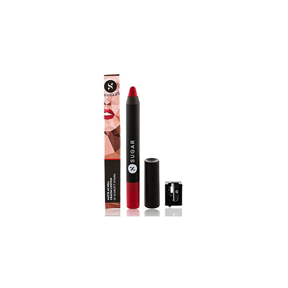 Sugar Cosmetics Matte As Hell Crayon Lipstick01 Scarlett O'hara (Red)Highly pigmented, Creamy Texture, Long lasting Matte Finish