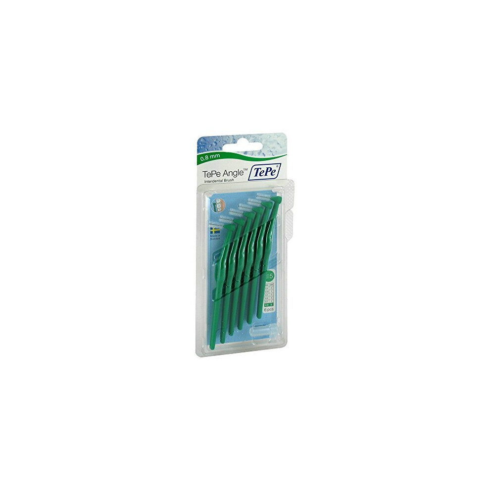Tepe Angle Brush 0 8Mm Green 6 Brushes Per Pack