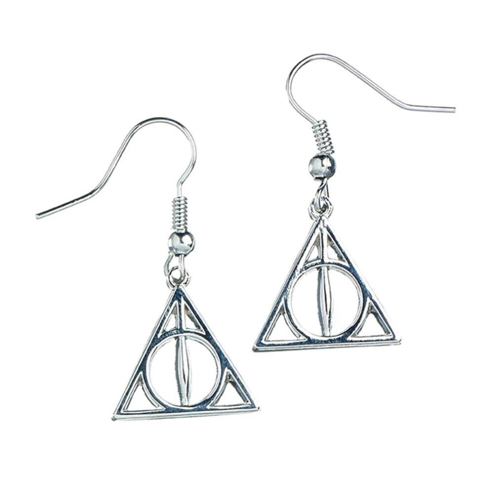 Harry Potter Silver Plated Deathly Hallows Drop Earrings