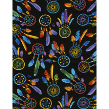 Fat Quarter Native American Dreamcatchers Brite Cotton Quilting Fabric