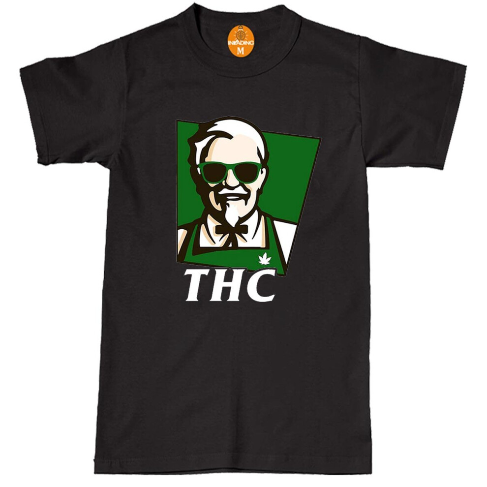 (S, BLACK) THC KFC T-SHIRT MARIJUANA WEED TOP