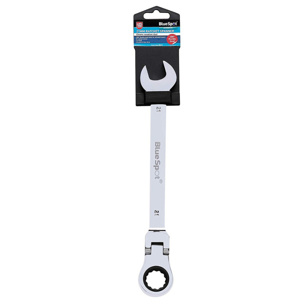 Ratchet Spanner Flexible Head Open Ring 8-21Mm Combination Wrench Spanners Bluespot 5028734051179