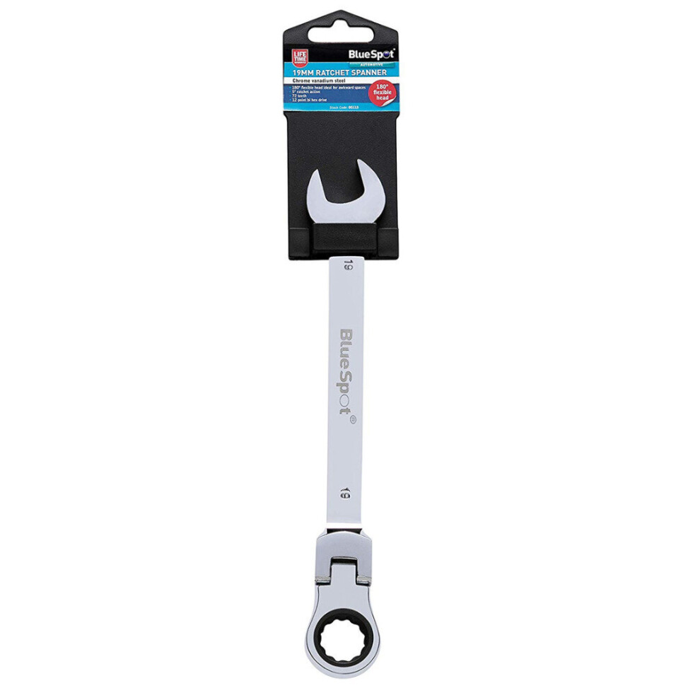 Ratchet Spanner Flexible Head Open Ring 8-21Mm Combination Wrench Spanners Bluespot 5028734051155