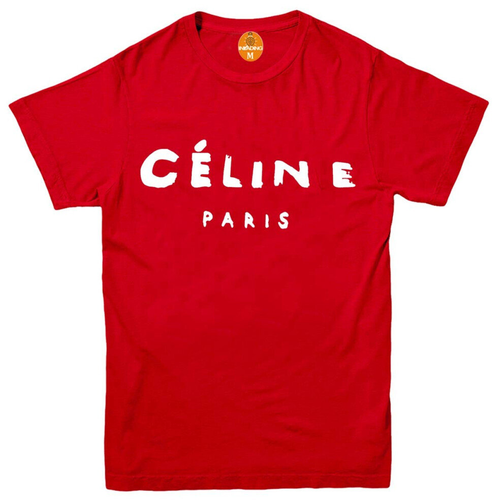 (M, RED) Celine Paris Women Fashion T Shirt Top