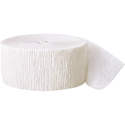 (One Size, White) Unique Party Crepe Streamer Roll (81ft)
