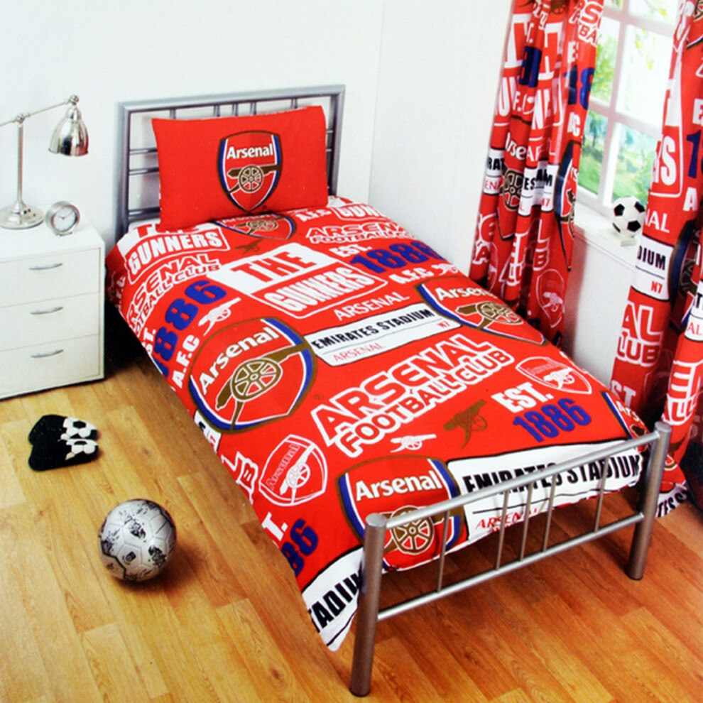 (Single, Red) Arsenal FC Childrens/Kids Official Patch Football Crest Duvet Set