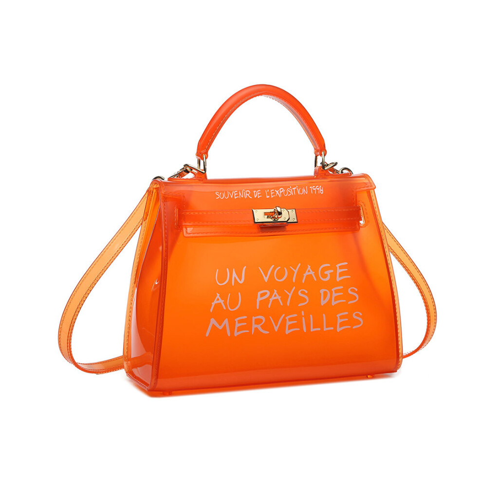 (Orange) Miss Lulu 'Un Voyage Au Pays Des Merveilles' Vinyl Bag