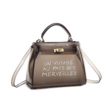(Black) Miss Lulu 'Un Voyage Au Pays Des Merveilles' Vinyl Bag