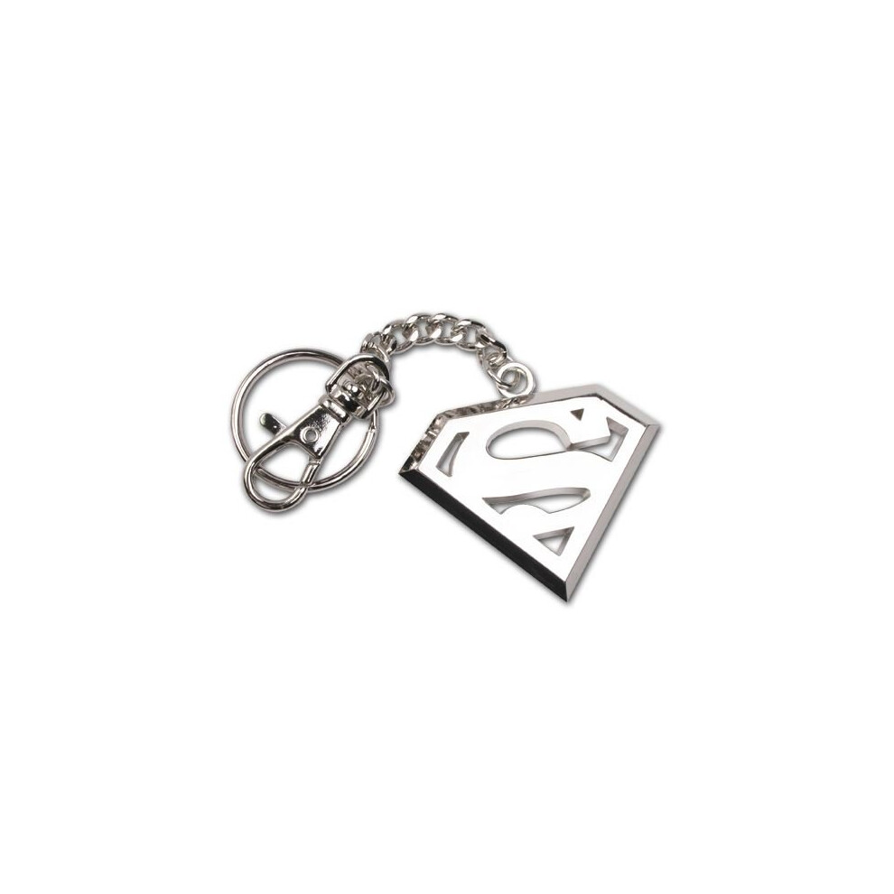 Dc Comics Superman Stainless Steel Logo Keychain Silver