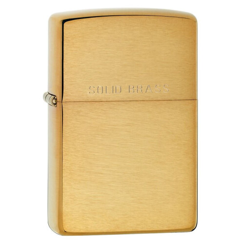 Zippo Brush Brass w/Solid Brass Engraved Lid Zippo Lighter