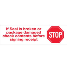 Box Partners T902P01 2 in. x 110 yds.- Stop If Seal Is Broken Pre-Printed Carton Sealing Tape