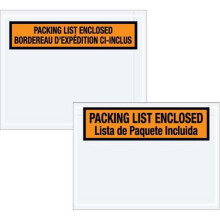 Tape Logic PL500 7 .5 x 5 .5 in. 2 Mil Poly Orange Bilingual Packing List Envelopes