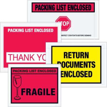 Tape Logic PL480 4 .5 x 5 .5 in. 2 Mil Poly Red Packing List Enclosed - Thank You Envelopes