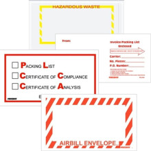 Box Partners PL97 5 .5 x 10 in. 2 Mil Poly Red & Black Packing List & Cert of Compliance Analysis Enclosed Envelopes