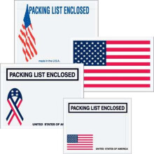 Tape Logic PL512 5 .5 x 10 in. 2 Mil Poly Red, White & Blue U.S.A. Flag Packing List Enclosed Envelopes