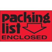 Tape Logic DL1074 3 x 5 in. - Packing List Enclosed Fluorescent Red Labels - Roll of 500