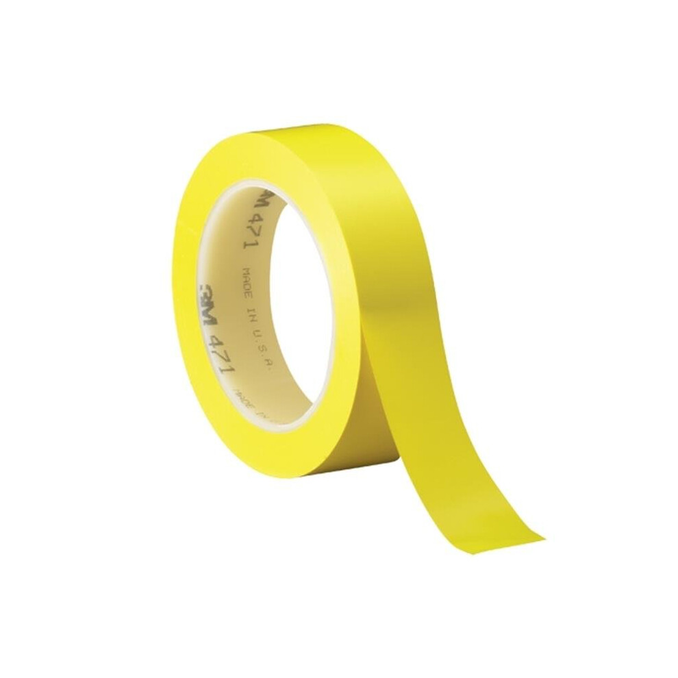 3M T9654716PKY Yellow Vinyl Tape, 1 in. x 36 Yards - Pack of 6 - 6 Per Case
