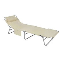 SoBuy πτυσσόμενη ξαπλώστρα μπεζ 155x56x81cm