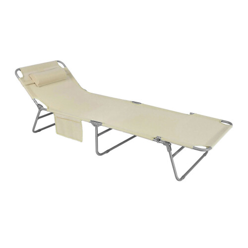 SoBuy πτυσσόμενη ξαπλώστρα μπεζ 155x56x81cm