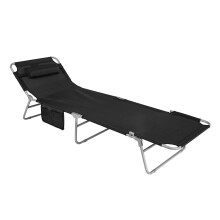 SoBuy πτυσσόμενη ξαπλώστρα μαύρη 155x56x81cm