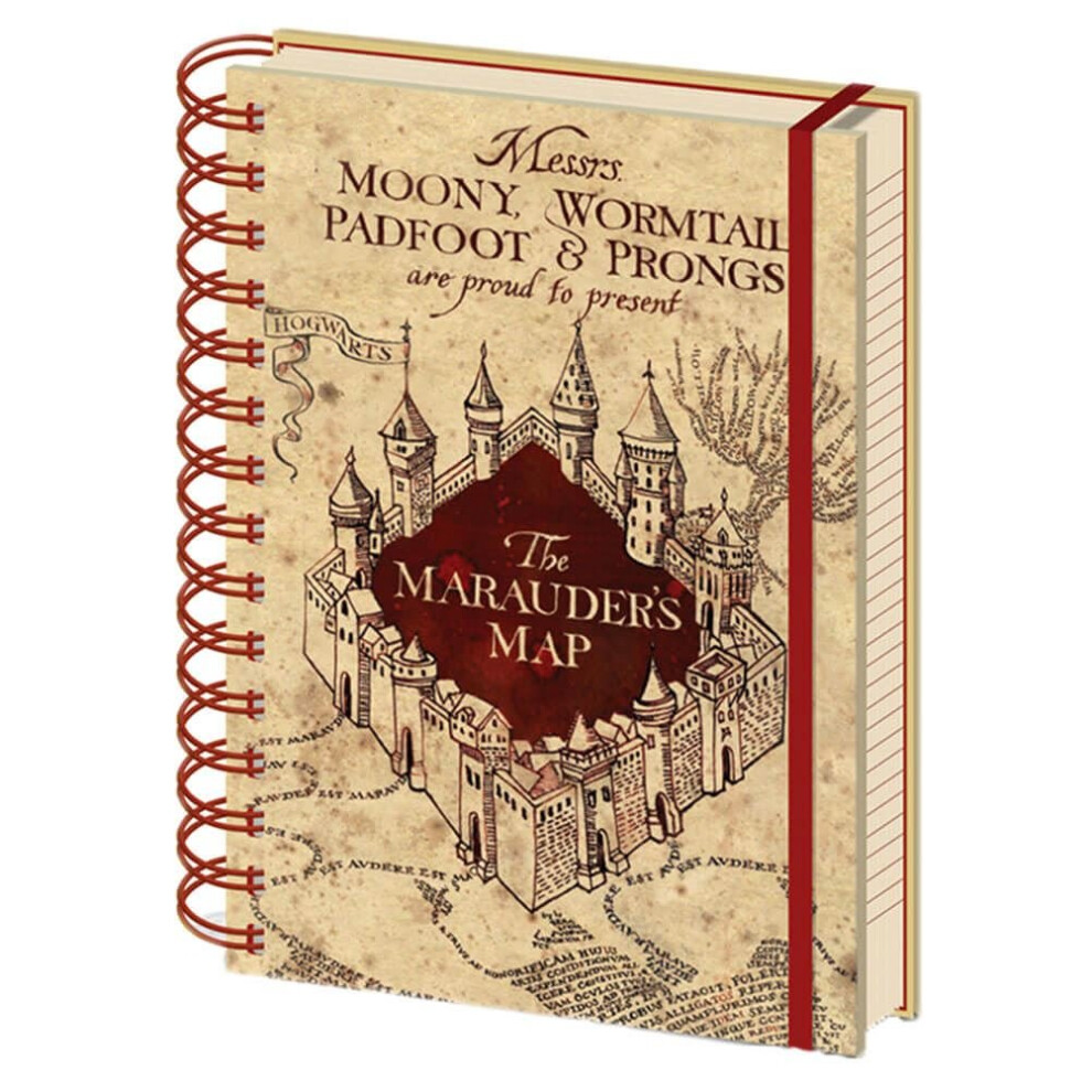 Harry Potter Marauders Map Hardback Wiro A5 Notebook SR72325 - 90 lined pages, Officially licensed, premium finish