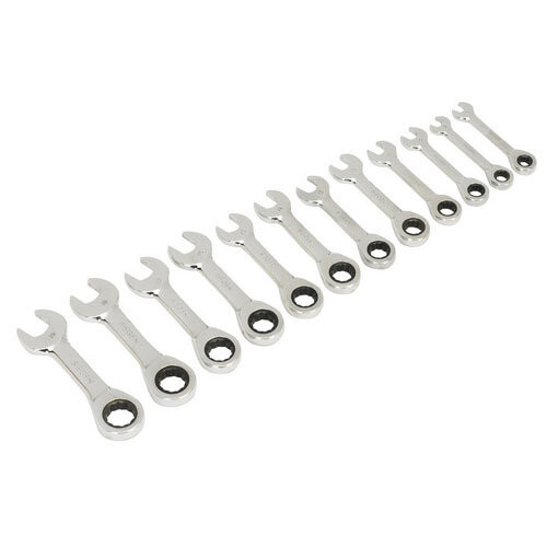 Sealey Sealey Siegen S0633 12pc Stubby Ratchet Combination Spanner Set - Metric