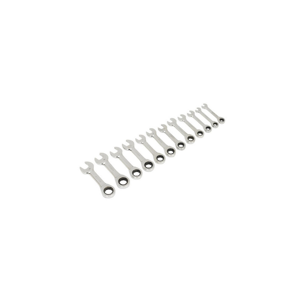 Sealey Siegen S0633 12pc Stubby Ratchet Combination Spanner Set - Metric