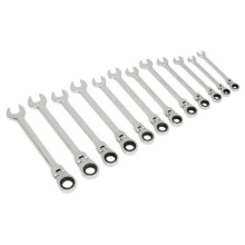 Sealey Siegen S0635 12pc Flexible Head Ratchet Combination Spanner Set - Metric