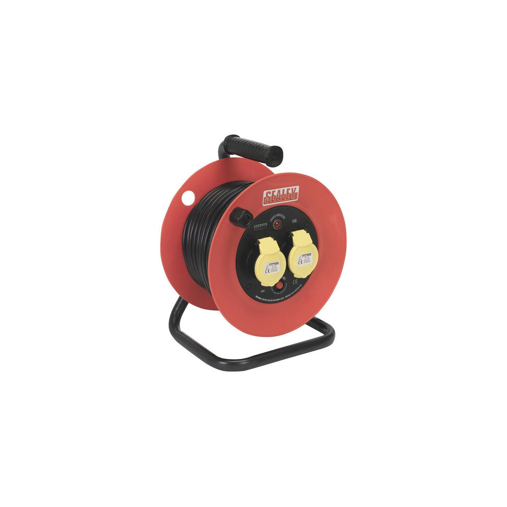 Sealey CR12515 25mtr Heavy-Duty Cable Reel with Thermal Trip - 2 x 110V
