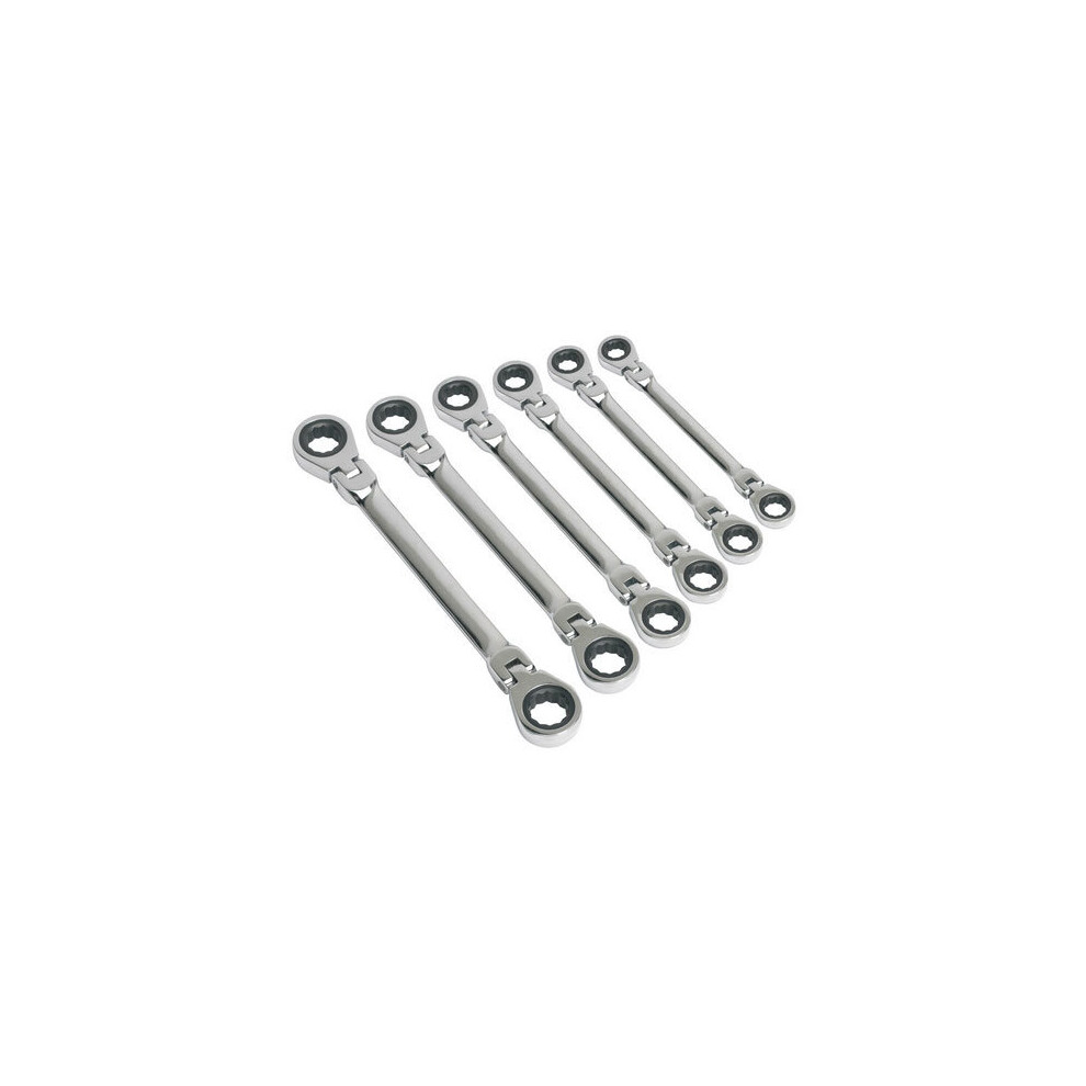 Sealey Siegen S0806 6pc Flexi-Head Double End Ratchet Ring Spanner Set - Metric