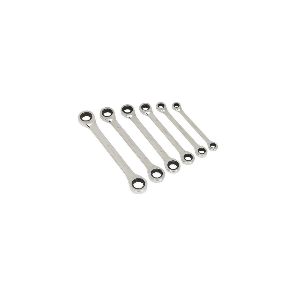 Sealey Siegen S0636 6pc Double End Ratchet Ring Spanner Set - Metric