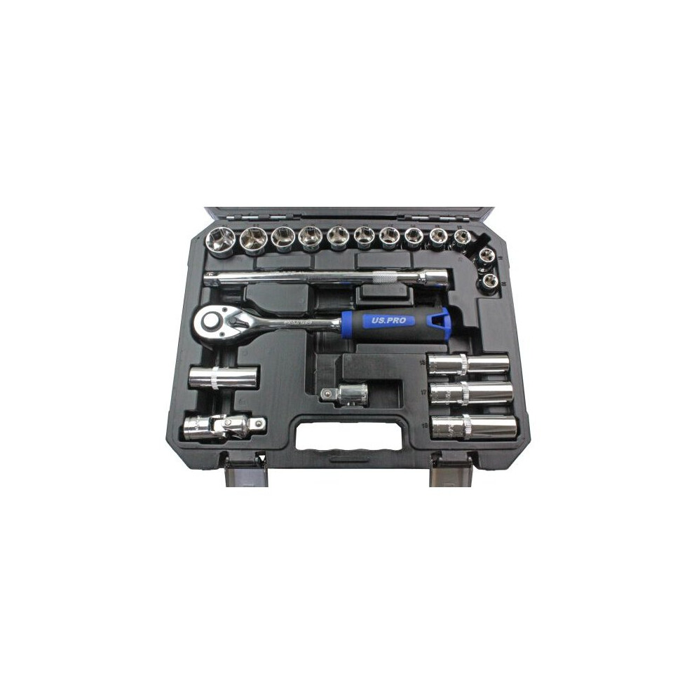Us Pro Tools 20 Piece 1/2" Dr Metric Socket Set 6Pt 10 - 24Mm 3271 5060599860954