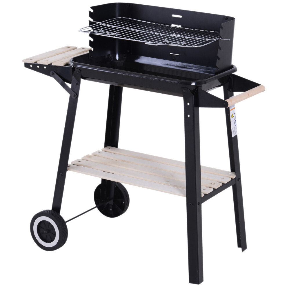 Outsunny Charcoal BBQ Grill Trolley Barbecue Outdoor Heating Smoker