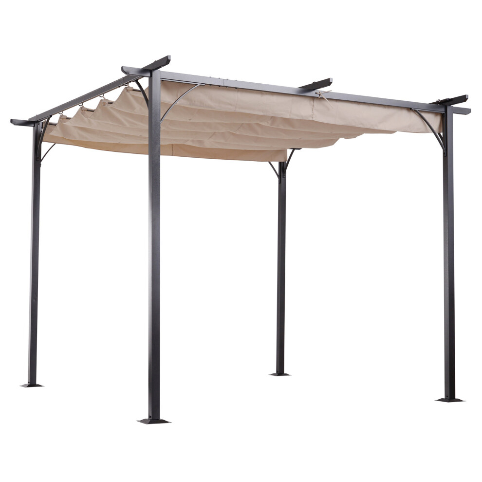 Outsunny Steel Pergola Gazebo | Outdoor Retractable Canopy