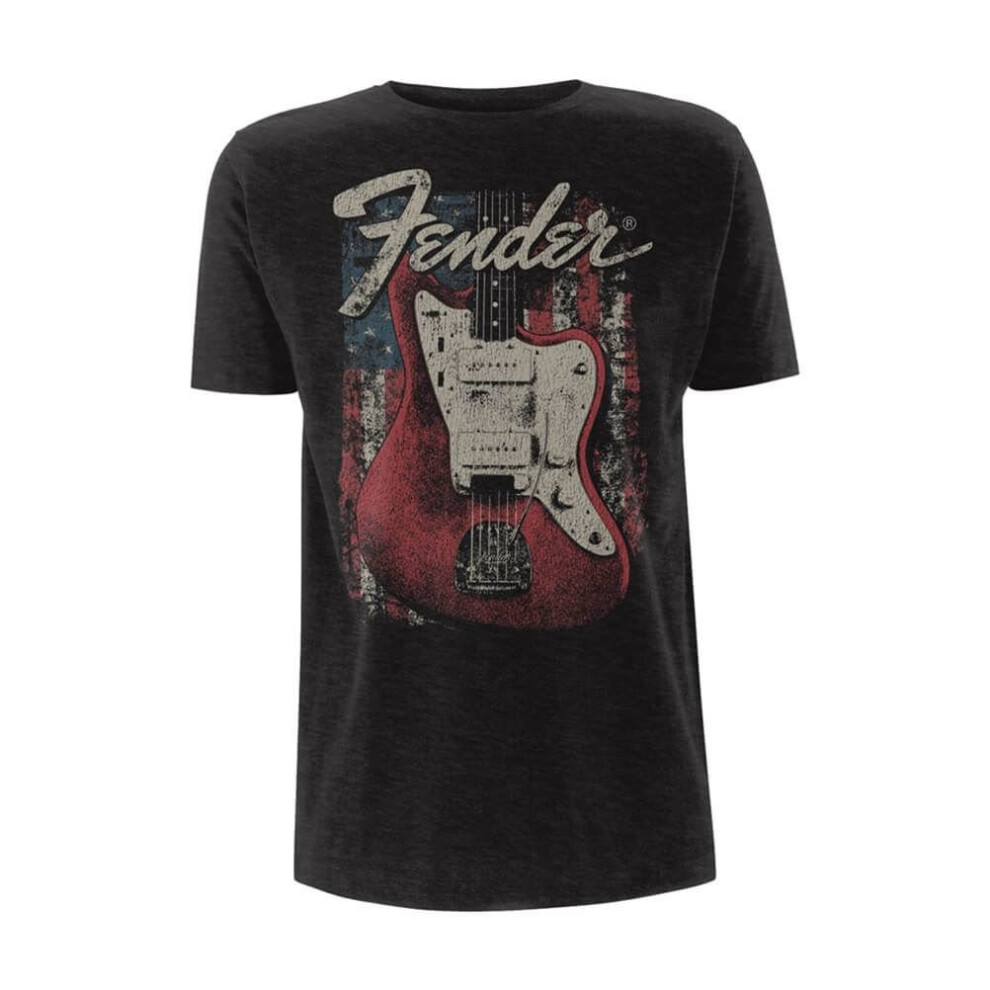 Fender (S) Men's Distressed Guitar T-Shirt Black