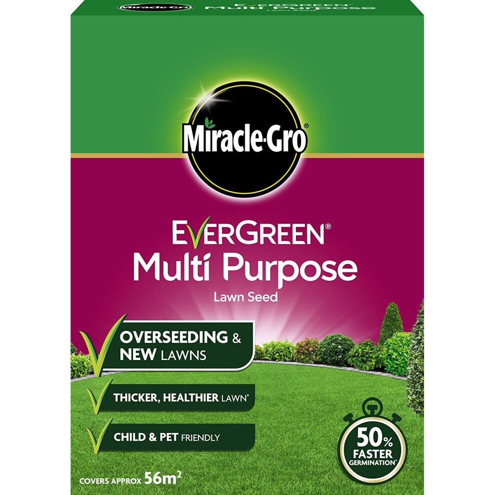 (Miracle-Gro Evergreen Multi Purpose Lawn Seed 28m2 Coverage 840g) Miracle-Gro Evergreen Multi Purpose Lawn Seed