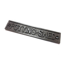 Cast Iron POTTING SHED Antique Sign 162mm x 33mm
