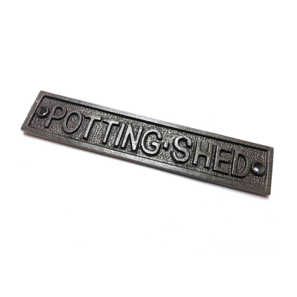 Cast Iron POTTING SHED Antique Sign 162mm x 33mm
