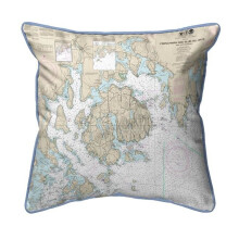 Betsy Drake ZP13312MT Frenchman & Blue Hill Bays, ME Nautical Map Extra Large Zippered Indoor & Outdoor Pillow - 22 x 22 in.
