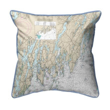 Betsy Drake ZP13288SPLB Southport - Pemaquid, ME Nautical Map - Light Blue Cord Extra Large Zippered Indoor & Outdoor Pillow - 22 x 22 in.